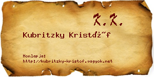 Kubritzky Kristóf névjegykártya